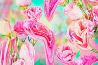 Floral background wallpaper, pink rose psychedelic art