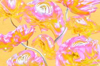 Floral background PSD, yellow buttercup psychedelic art