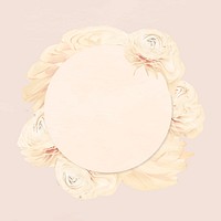 Flower frame vector, beige buttercup abstract art