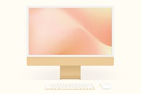 Computer desktop screen mockup psd yellow digital device minimal style