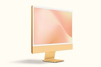 Computer desktop screen mockup psd yellow digital device minimal style