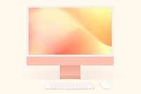 Computer desktop screen mockup psd orange pastel digital device minimal style