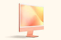 Computer desktop screen mockup psd orange pastel digital device minimal style