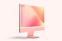 Computer desktop screen mockup psd pink digital device feminine style