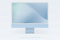 Computer desktop screen mockup psd blue digital device minimal style