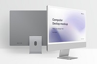 Computer desktop screen mockup psd gray digital device minimal style