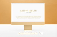 Computer desktop screen mockup psd yellow digital device minimal style