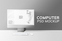 Computer desktop screen mockup psd gray digital device minimal style