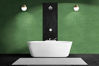 Contemporary bathroom wall mockup psd authentic interior design