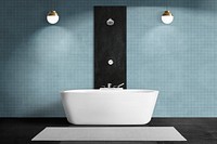 Modern bathroom wall mockup psd authentic interior design