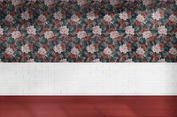 Floral wall mockup psd authentic empty room interior design