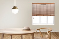 Japandi wall mockup psd authentic dining room interior design