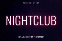 Neon glow text effect vector editable template