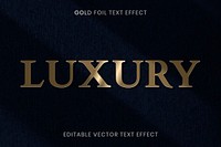 Gold foil texture text effect vector editable template