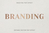 Gold foil texture text effect vector editable template