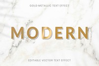 Gold metallic text effect vector editable template