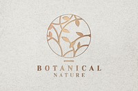 Floral business logo template psd in gold metallic font