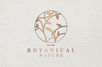 Floral business logo template vector in gold metallic font