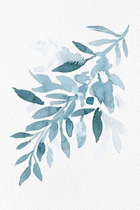 Aesthetic blue leaf watercolor psd winter seasonal graphic