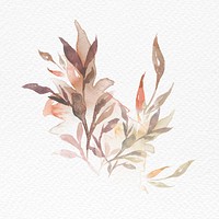 Watercolor leaf brown floral psd autumn seasonal graphic