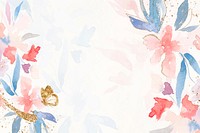 Flowers background watercolor vector in pink spring season