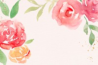 Pink rose frame background spring watercolor illustration