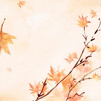 Maple leaf border background vector in orange watercolor autumn season