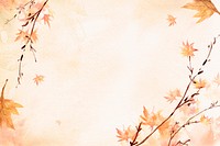 Maple leaf border background psd in orange watercolor autumn season