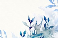 Blue watercolor leaf background aesthetic winter season