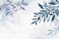 Blue watercolor leaf background vector aesthetic winter season