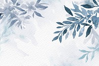 Blue watercolor leaf background aesthetic winter season