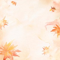 Aesthetic leaf watercolor background vector in orange autumn season