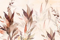 Autumn floral watercolor background psd in brown with leaf illustration