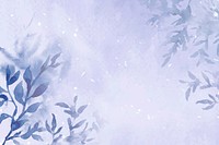 Floral winter watercolor background vector in purple with beautiful snow