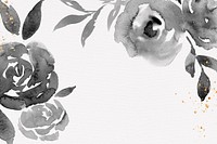 Black rose frame background floral watercolor illustration