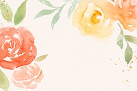 Orange rose frame background spring watercolor illustration