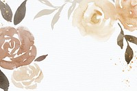 Brown rose frame background spring watercolor illustration