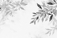 Grayscale watercolor leaf background beautiful floral illustration