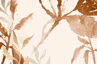 Brown watercolor leaf background vector aesthetic autumn season