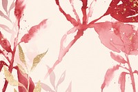 Pink watercolor leaf background psd aesthetic spring season