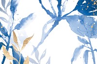 Blue watercolor leaf background psd aesthetic winter season