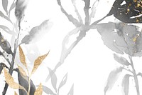 Grayscale watercolor leaf background beautiful floral illustration