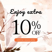 Autumn sale watercolor template vector fashion social media ad