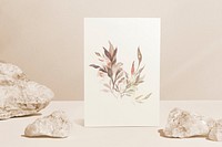 Floral paper stationery mockup psd in aesthetic style