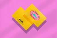 Business card mockup, colorful branding psd