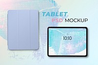 Tablet screen mockup psd digital device with pastel case