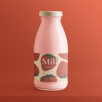 Glass milk bottle mockup psd with label product packaging