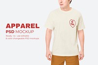 Men’s t-shirt mockup psd with be you logo apparel