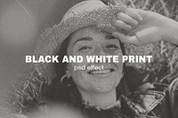 Black and white print PSD effect photoshop add-on
