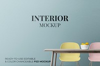 Dining room interior mockup psd contemporary scene design